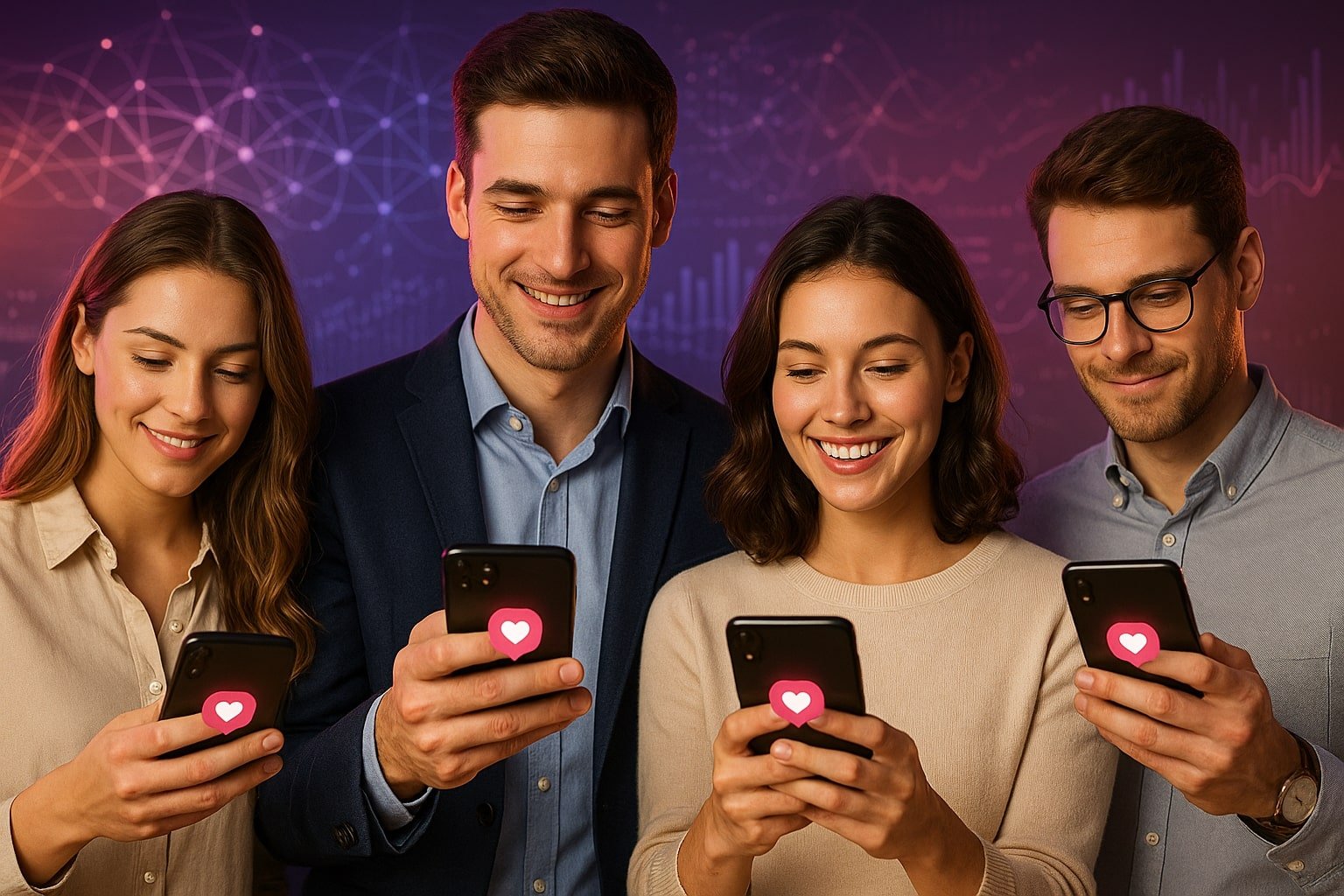 Menschen nutzen Dating-Apps mit KI-Unterstützung